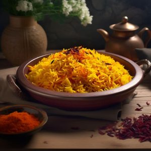 Saffron rice, a traditional Iranian dish made with Persian saffron